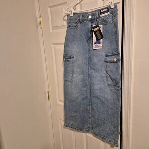 Cargo Maxi Skirt Long with Pockets stretchy